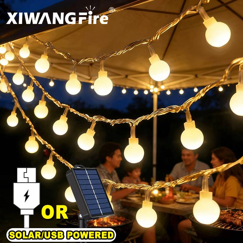 Outdoor Lighting Design - 3-10M Solar/USB/Battery String Lights, Fairy Globe