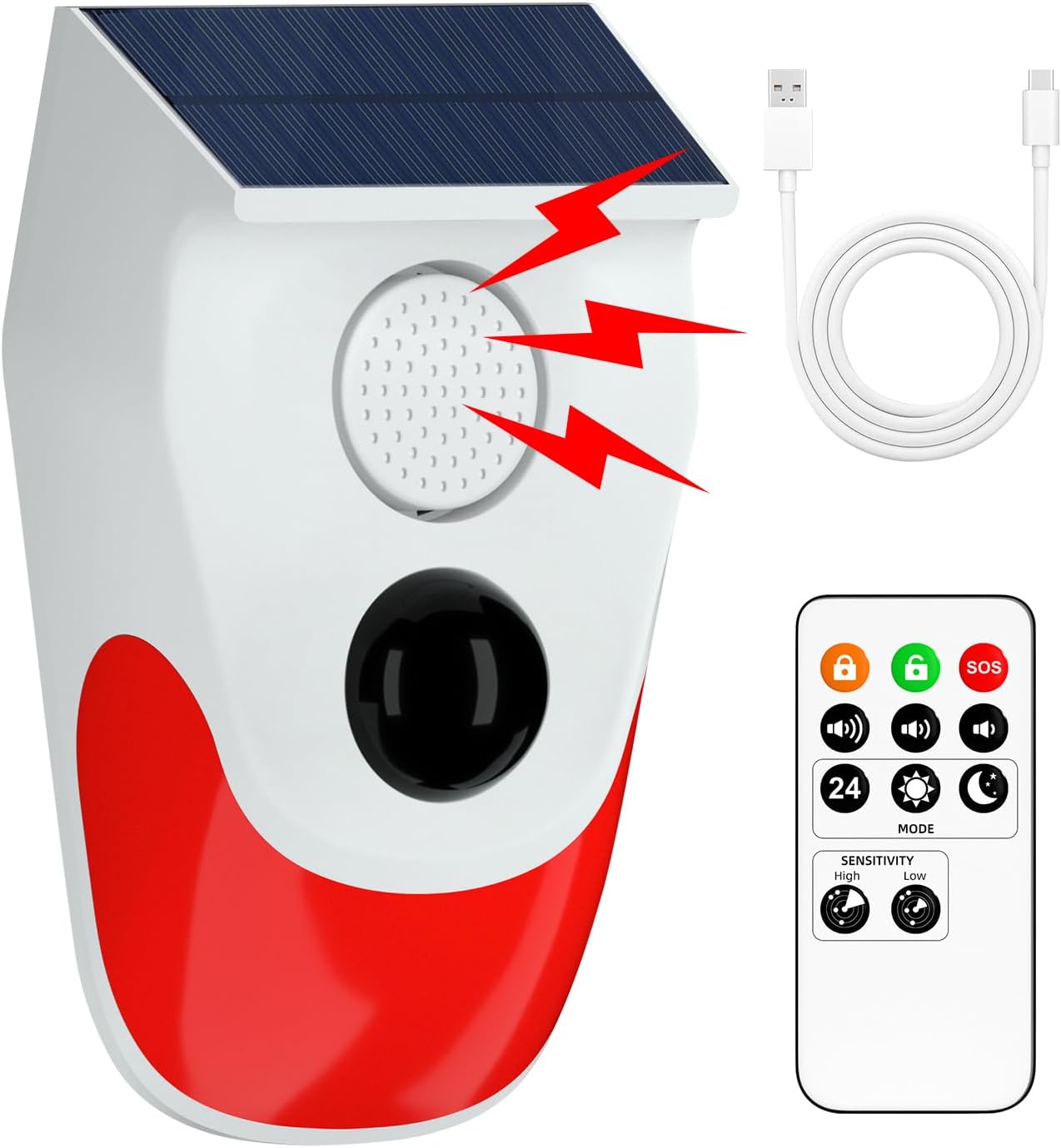 Solar Wall Sconce - Solar Motion Sensor Outdoor Alarm,Adjustable Sensitivity