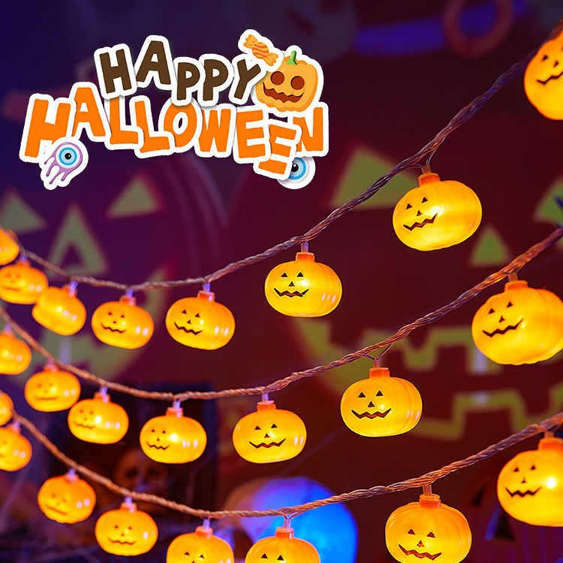 Outdoor Lighting For Front Of House - 40 LEDS Halloween Pumpkin LED String